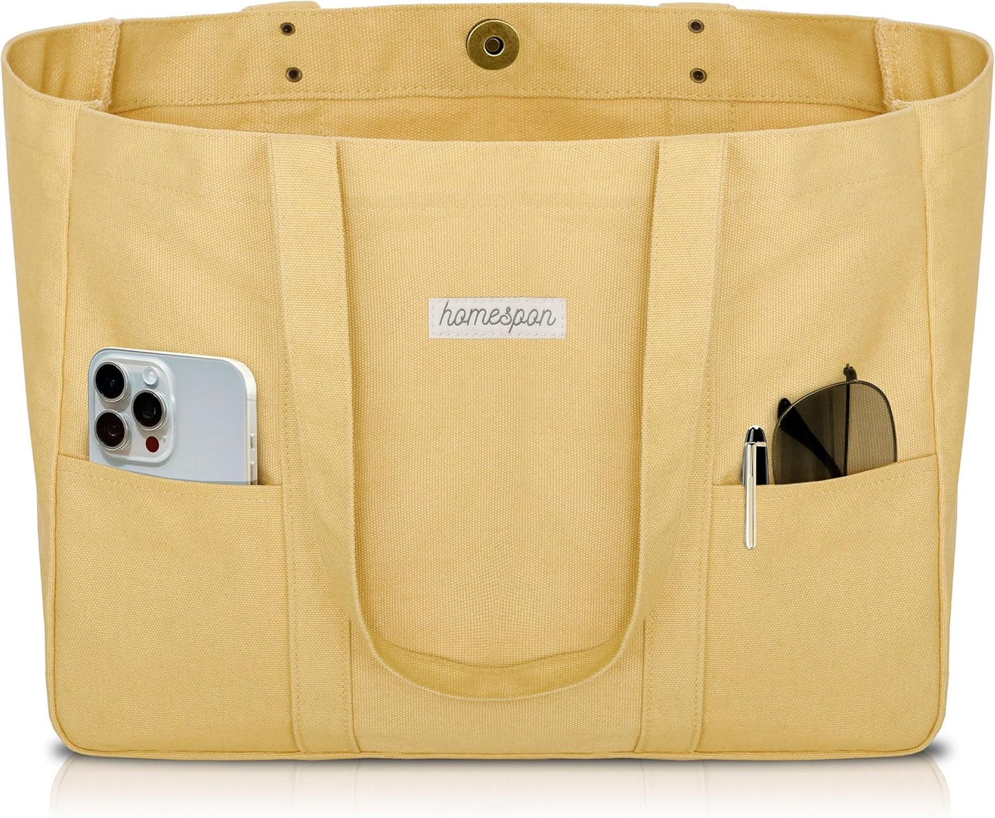 HOMESPON Large Canvas Tote Bag for Women Everything Bag with Pockets and Laptop Sleeve