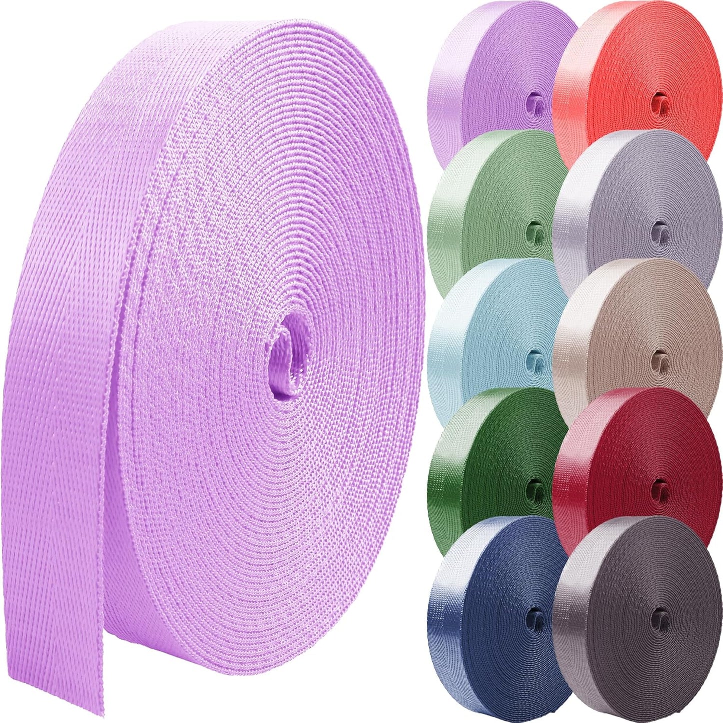 Nylon Webbing 1 inch 1.5 inch 2 inch Nylon Strap Backpack Straps Belt, 10 25 50 3.3 Yards Webbing
