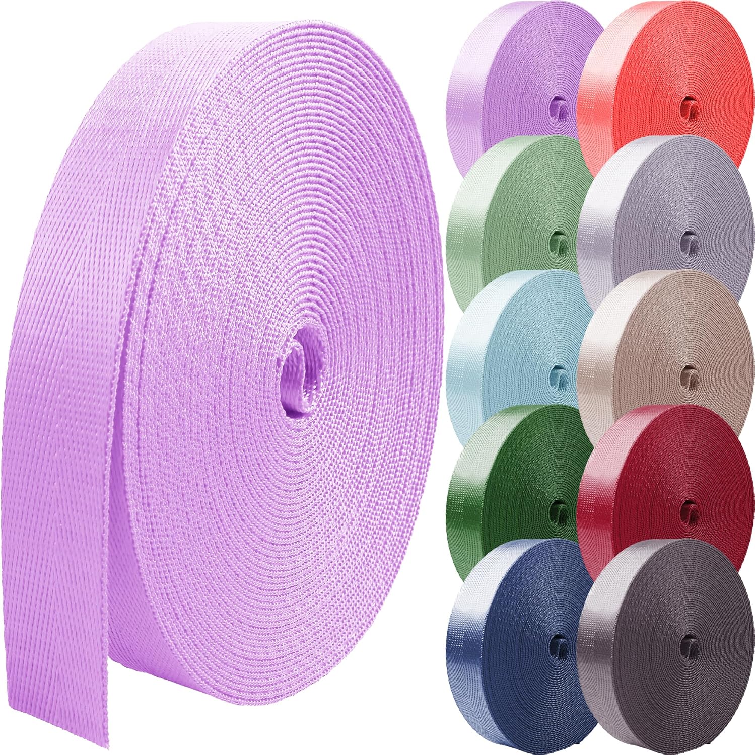 Nylon Webbing 1 inch 1.5 inch 2 inch Nylon Strap Backpack Straps Belt, 10 25 50 3.3 Yards Webbing