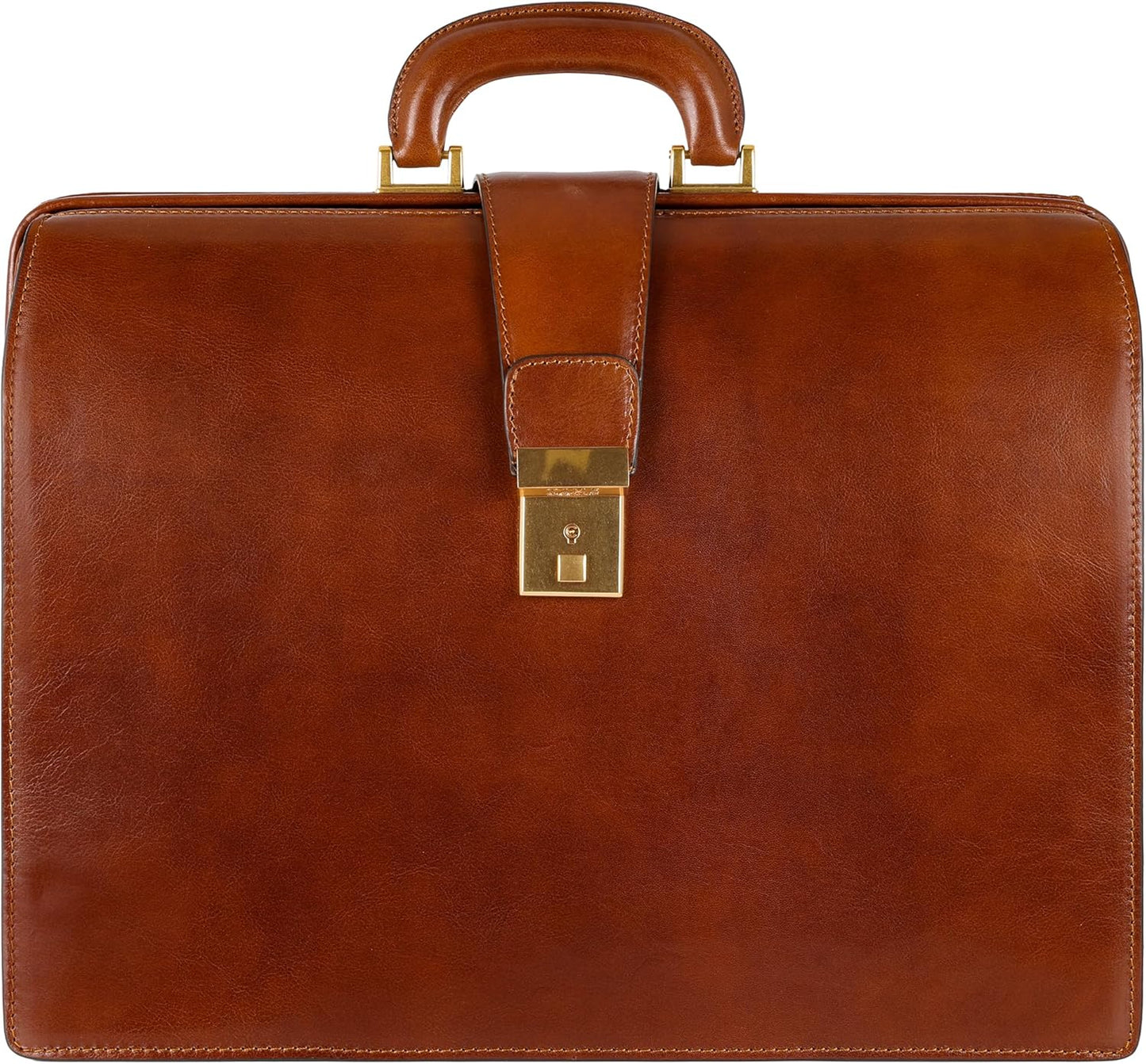 Time Resistance Leather Lawyer Briefcase - Italian Handmade Laptop Briefcase for Men and Women - Attache Case - Doctor Bag