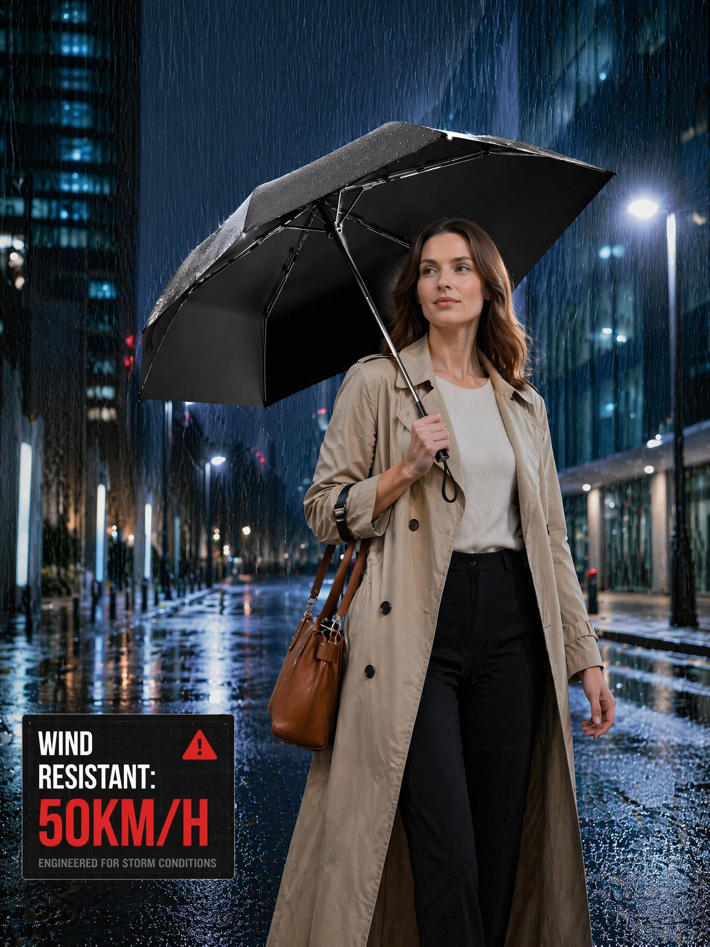 Moorrlii UPF 50+ Compact Travel Umbrella, Windproof Automatic UV Umbrella