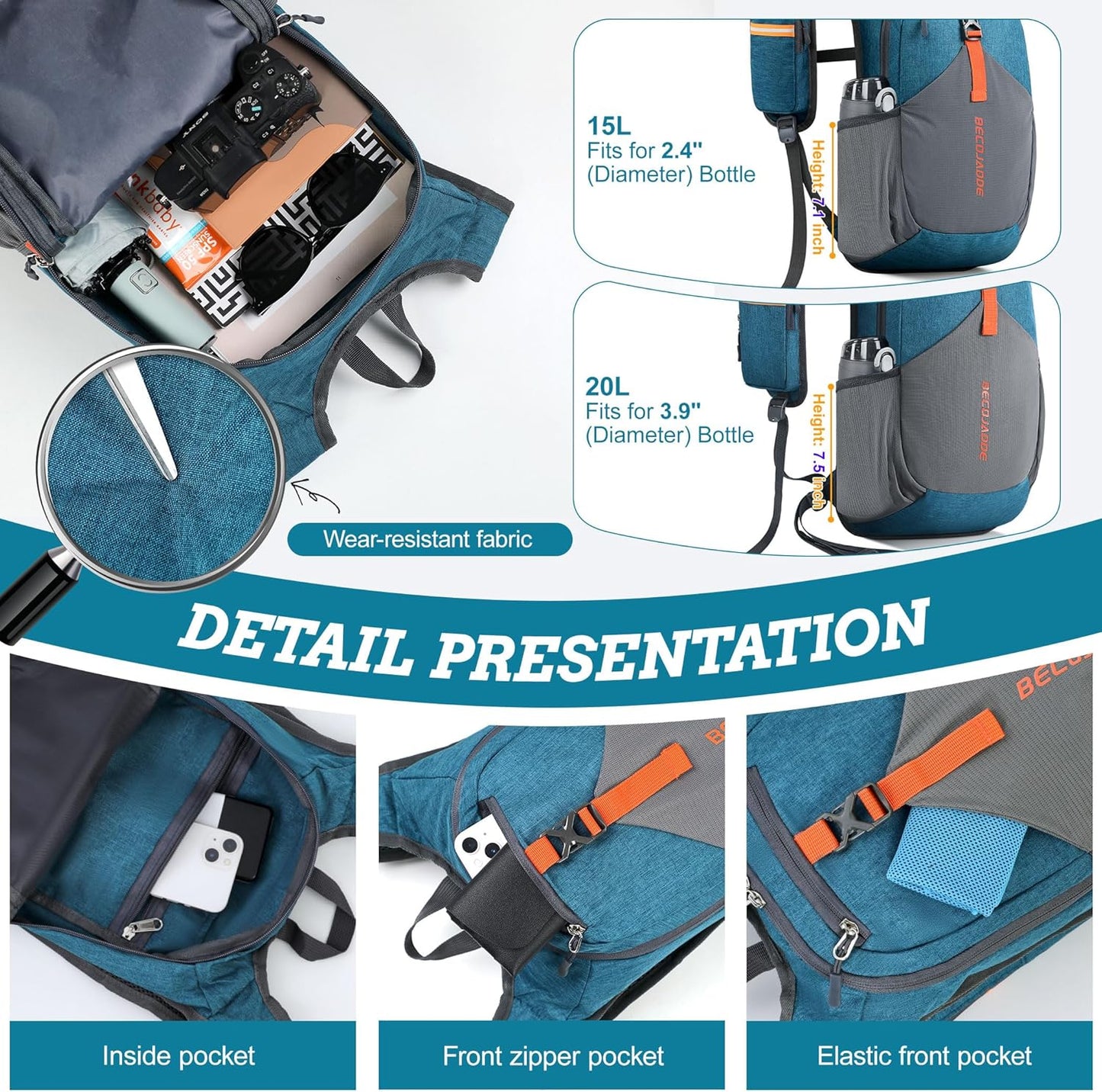 20L Small Hiking Backpack for Men Women Foldable Packable Back Pack Ultralight Hiking Daypack for Travel Camping Outdoor, Turquoise