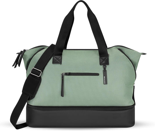 Sherpani Boston, Anti-Theft Weekender Bags,Travel Duffel Bag for Women, Carry On Tote Bag with Removable Shoe Bottom Compartment, Metal Hardware