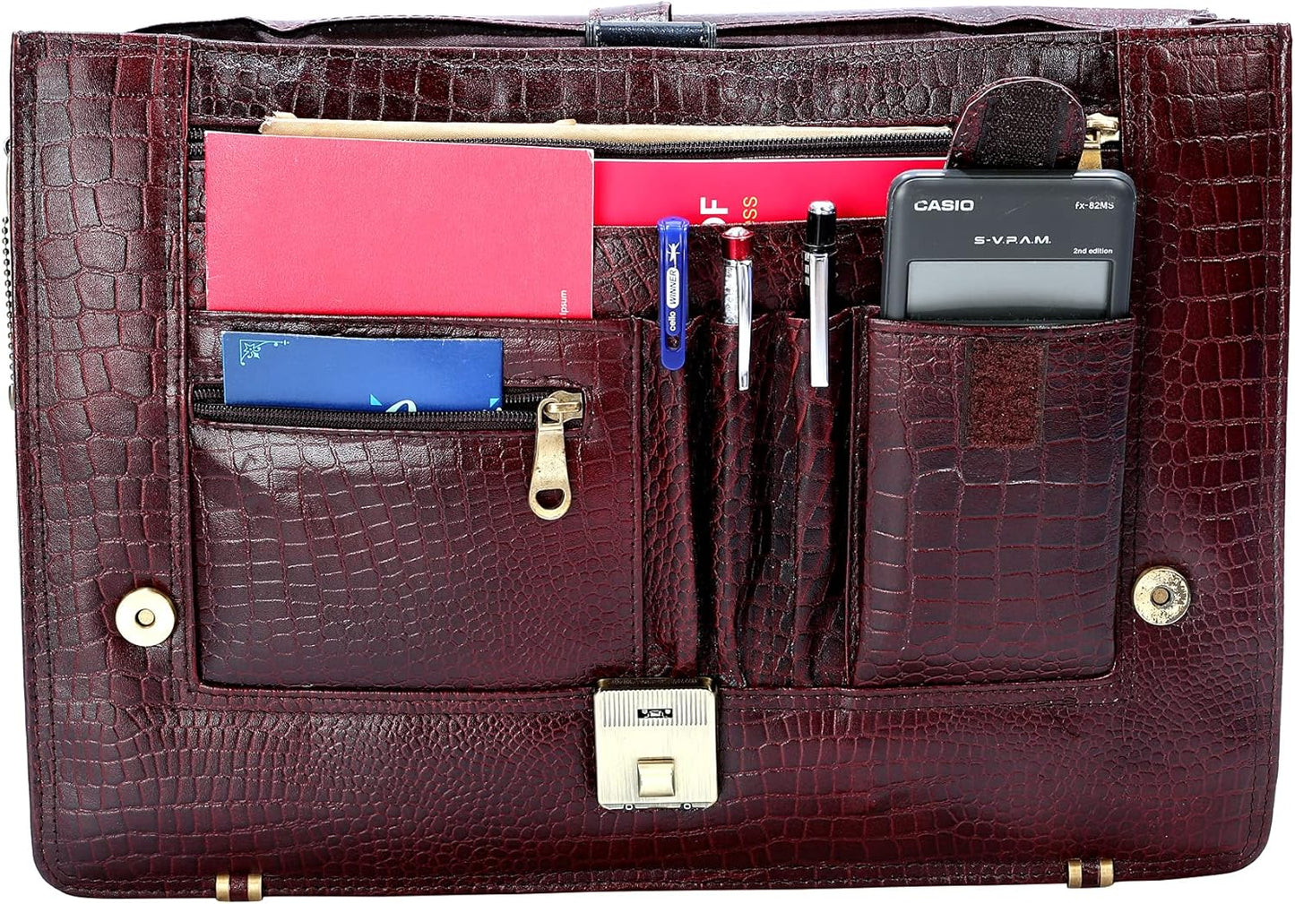 DA LV Full Grain Leather Laptop Briefcases Men Top Choice Gifts Laptop Bag Office Work 16'' Vintage Handmade Brass Hardware
