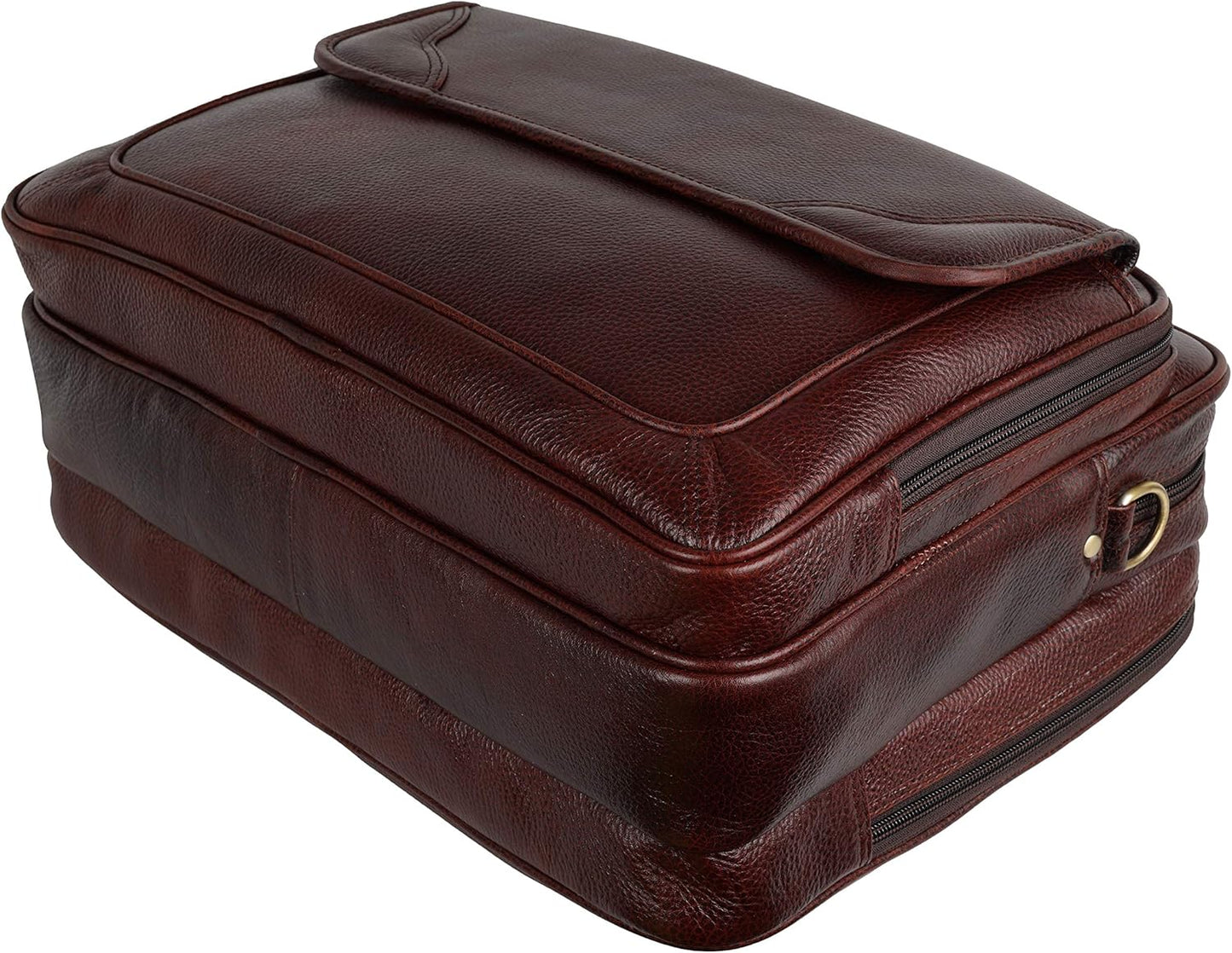 DA LV Full Grain Leather Laptop Briefcase for Men Top Choice Gifts Laptop Bag Multiple 16'' Compartments Brass Hardware