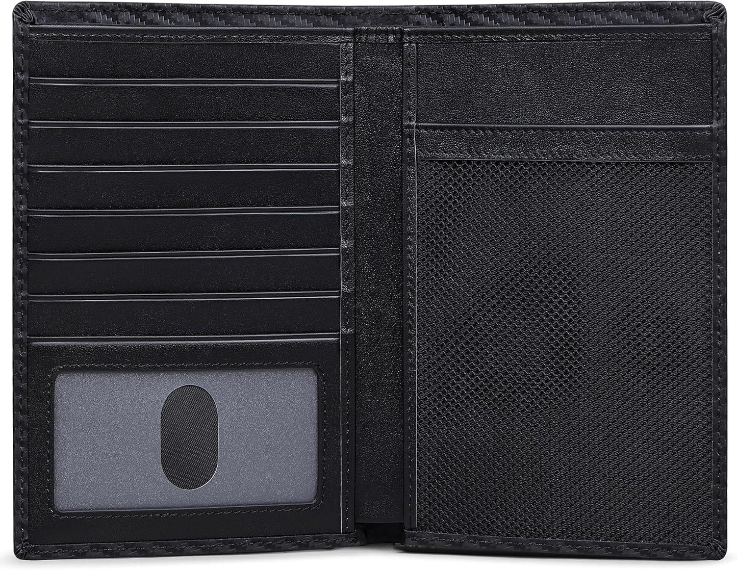 VISOUL Leather Travel Wallet with Passport Holder, Passport Cover Wallet with RFID Blocking for Men and Women-Carbon Black