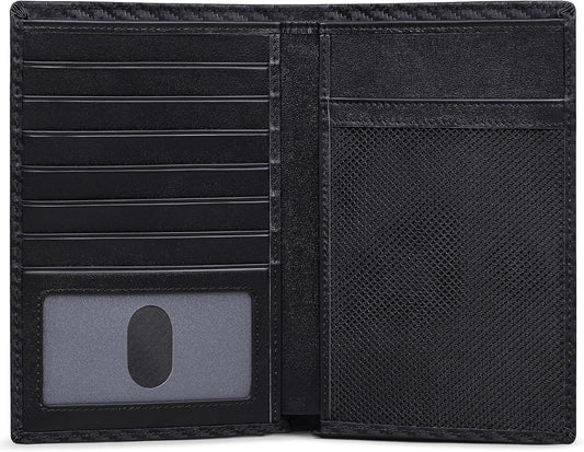 VISOUL Leather Travel Wallet with Passport Holder, Passport Cover Wallet with RFID Blocking for Men and Women-Carbon Black
