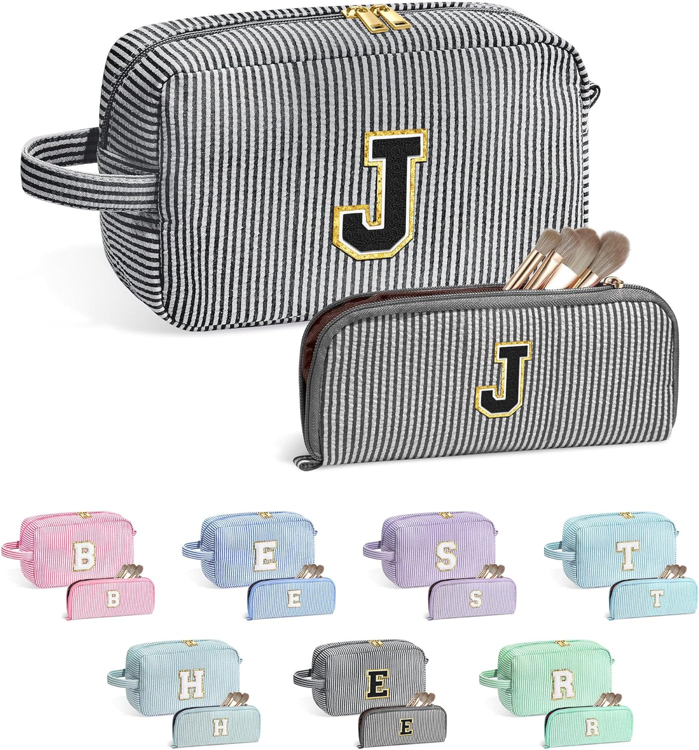 YOOLIFE Gifts for Teen Girls - Personalized Initial Makeup Bag, Birthday Gifts for Women Sister Friend Daughter Girls Kids