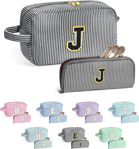 YOOLIFE Gifts for Teen Girls - Personalized Initial Makeup Bag, Birthday Gifts for Women Sister Friend Daughter Girls Kids