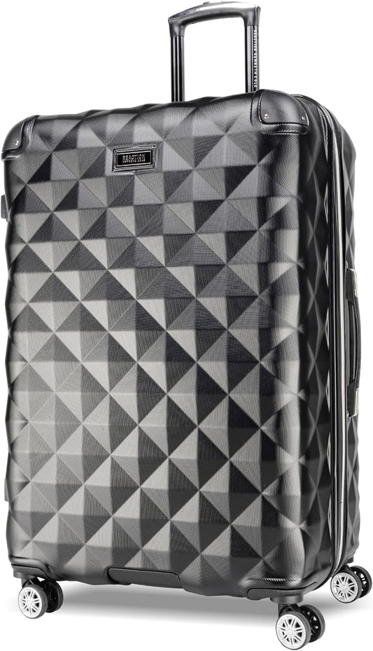 Kenneth Cole REACTION Diamond Tower Collection Lightweight Hardside Expandable 8-Wheel Spinner Travel Luggage, Black, 28-Inch Checked