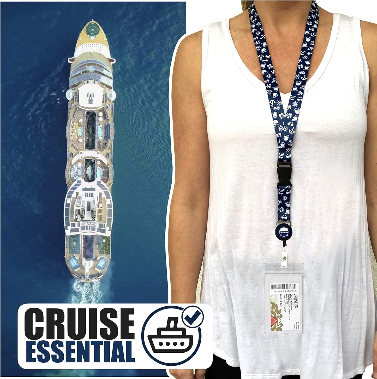 Carnival Cruise Luggage Tag Holders (4 Pack) & Lanyards (2 Pack), Large, Clear & Waterproof, Cruise Essentials 2025-2026 for Ship Cards & Baggage – Durable Travel Accessories (Blue)