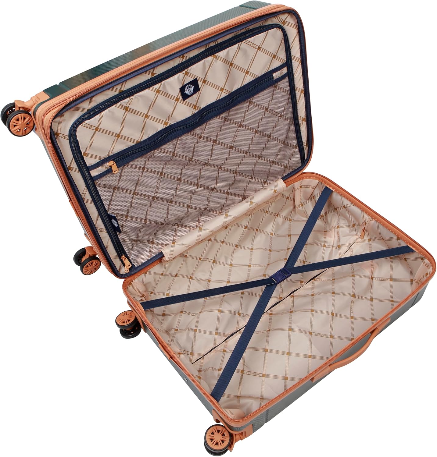 Dockers Hooper Hardside Expandable 8-Wheel Spinner Travel Luggage, Black, 24-Inch Checked