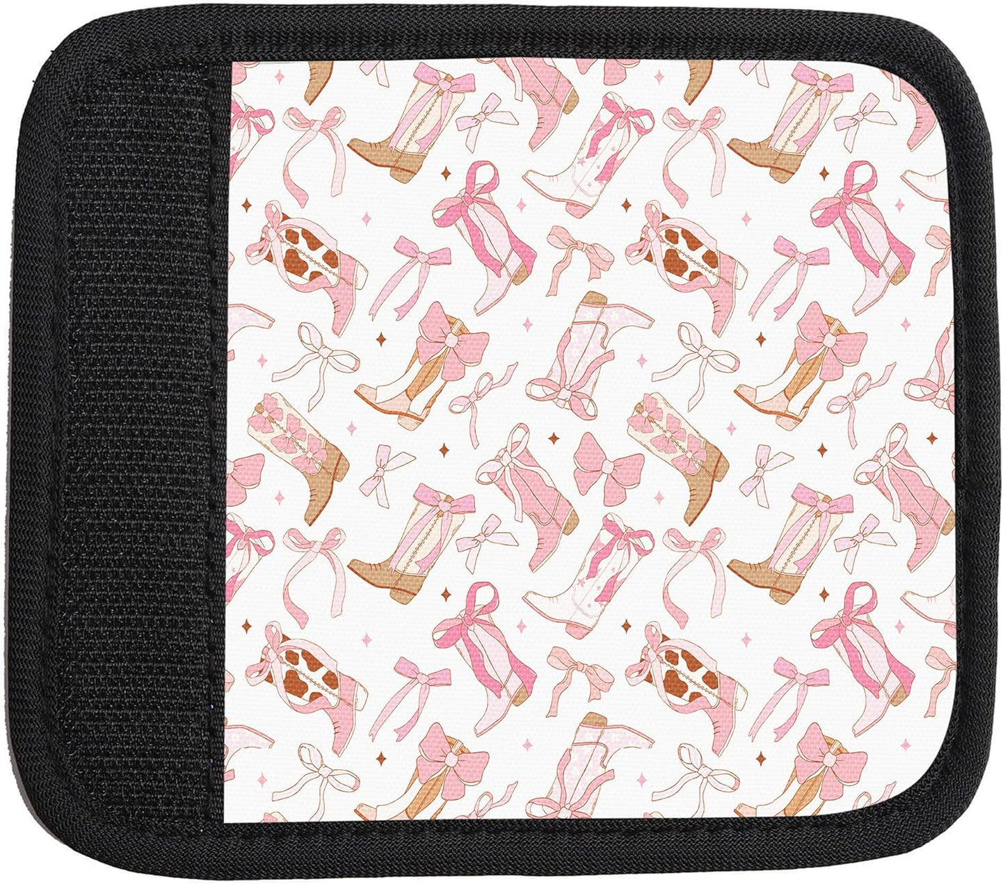 2 Pack Luggage Handle Wrap Travel Tags - Set of Luggage Tags for Suitcases, Identifiers, Marker, and Handle Covers - Cruise Accessories and Travel Gifts（Cute Pink Bow Boot