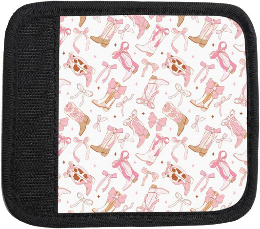 2 Pack Luggage Handle Wrap Travel Tags - Set of Luggage Tags for Suitcases, Identifiers, Marker, and Handle Covers - Cruise Accessories and Travel Gifts（Cute Pink Bow Boot