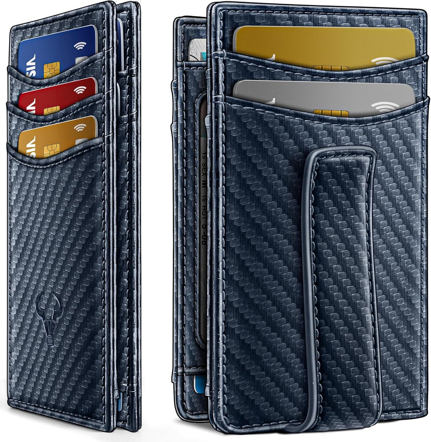 BULLIANT Magnetic Closure Slim Wallet-Genuine Leather Front Pocket Wallet for Men,RFID Blocking,Holds 12 Cards and Money Clip