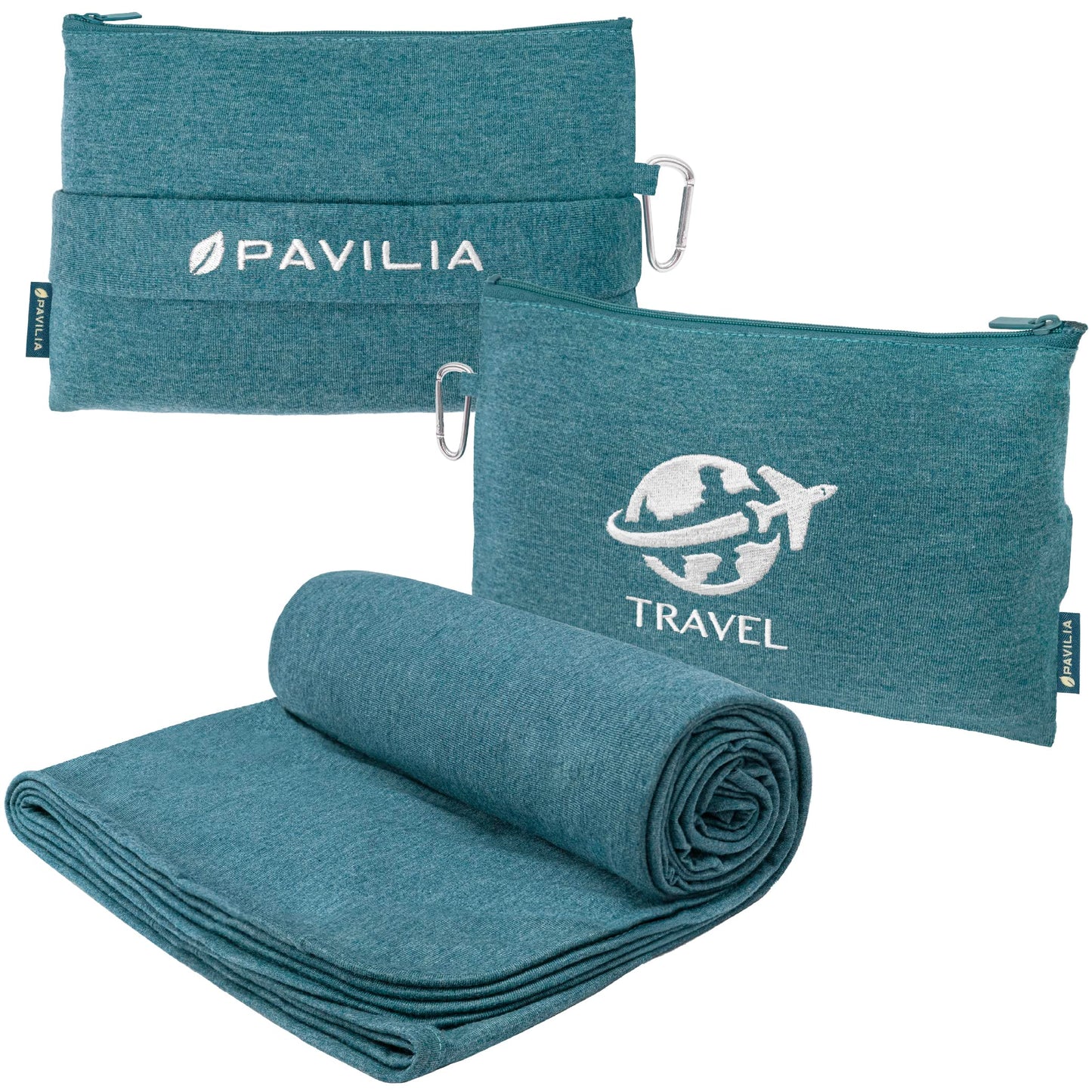 PAVILIA Travel Blanket Airplane Compact with Bag, Small Travel Pillow Blanket Long Flights