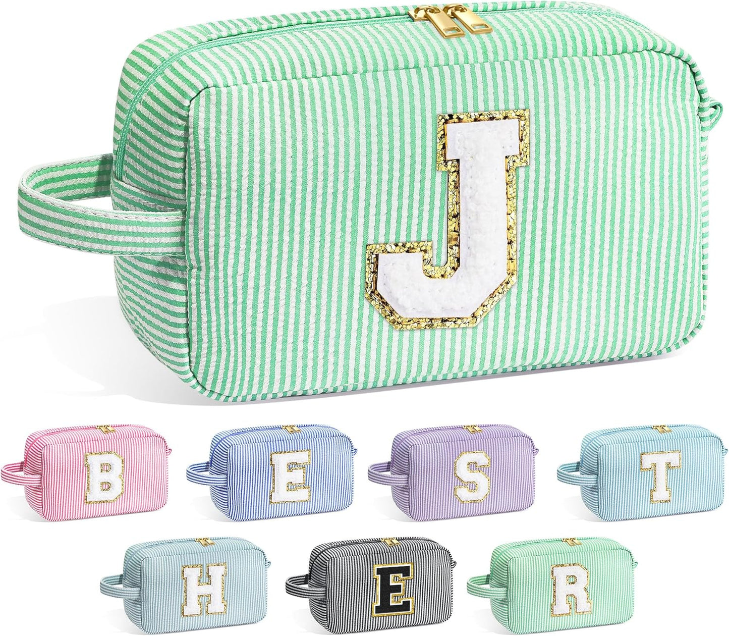 YOOLIFE Birthday Gifts for Women - 20th, 30th, 40th, 50th, 60th Birthday Gifts for Her Mom, Best Friend, Sister, Teacher - Monogram Initial Makeup Bag Cosmetic Bag