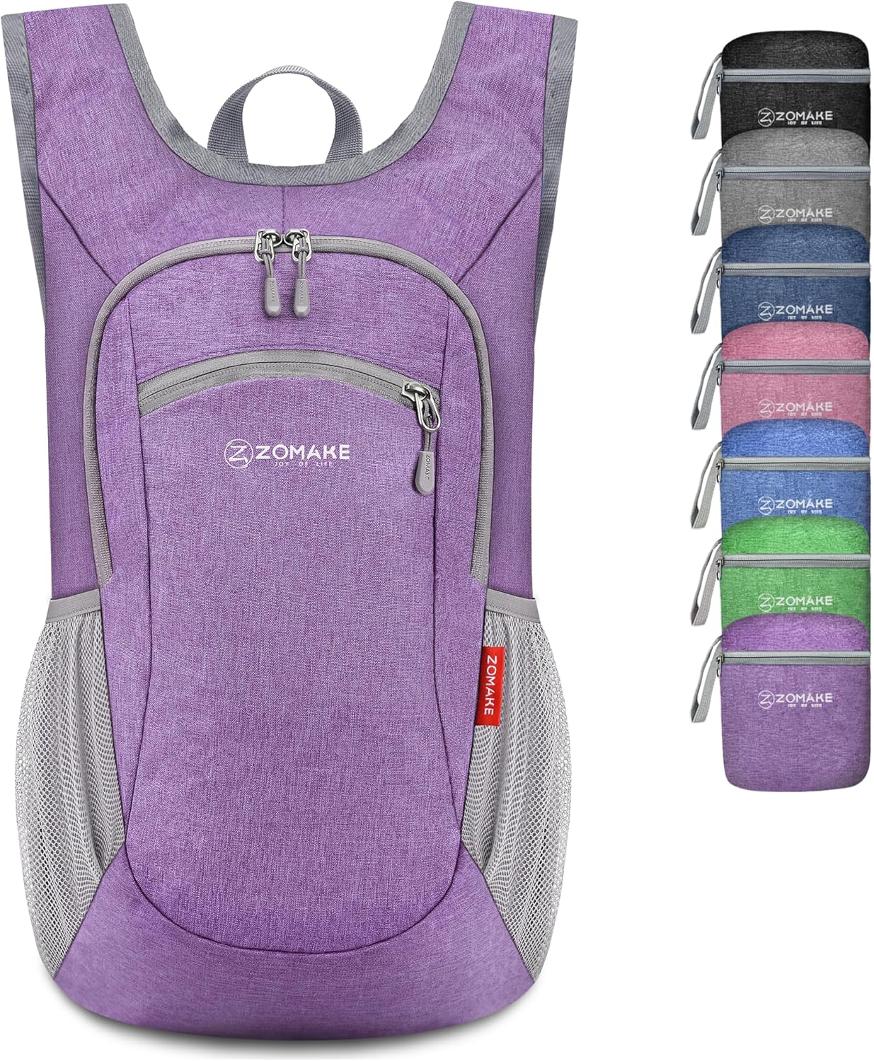 ZOMAKE Ultra Lightweight Packable Backpack 10L,Small Foldable Backpacks Hiking Water Resistant Collapsible Daypack for Women Men(Light Purple-A1)