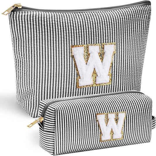 YOOLIFE Gifts for Women Her, Makeup Bag Make Up Bag Pouch Cosmetics Organizer Bag Cute Makeup Bag Skincare Bag Personalized Best Friend Wife Birthday Gift Graduate Gifts for Her Black W