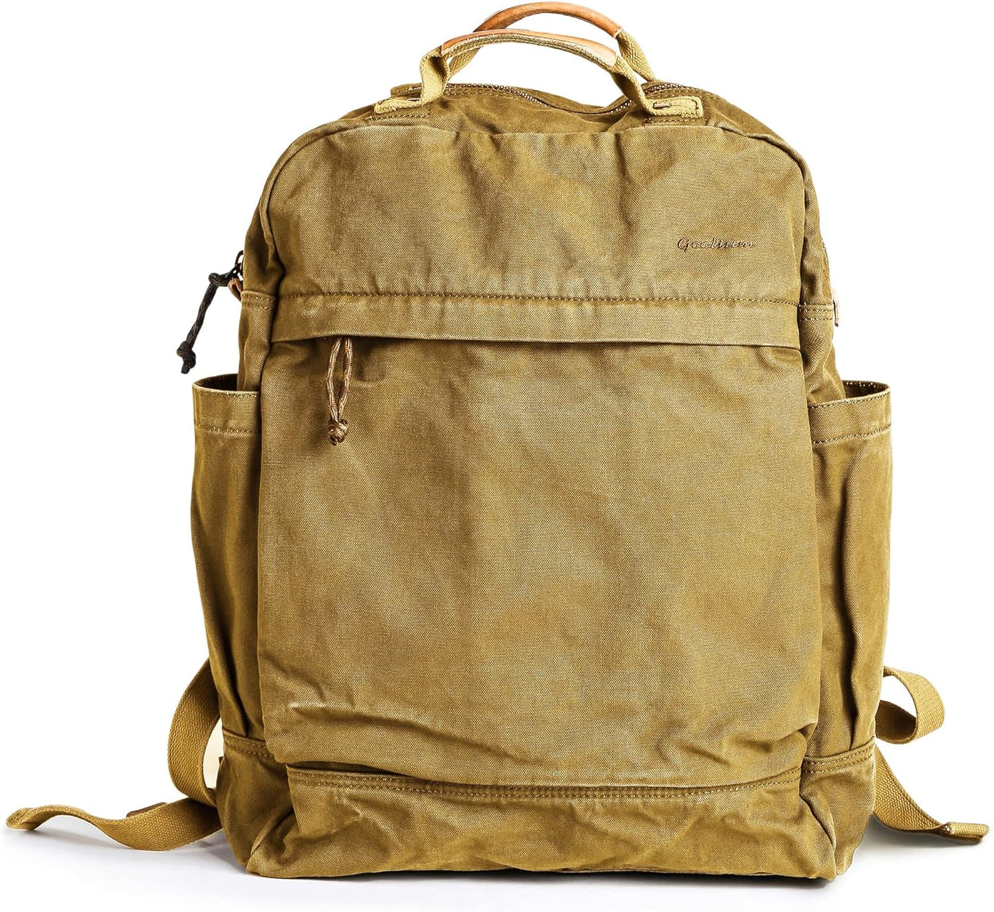GOOTIUM Canvas Backpack for Women Vintage Style Zipper Bag Men's Casual Daypack Cloth Outdoor Travel Rucksack, Khaki