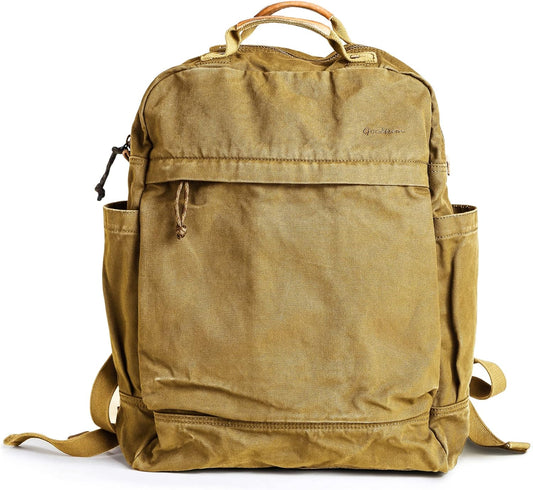 GOOTIUM Canvas Backpack for Women Vintage Style Zipper Bag Men's Casual Daypack Cloth Outdoor Travel Rucksack, Khaki