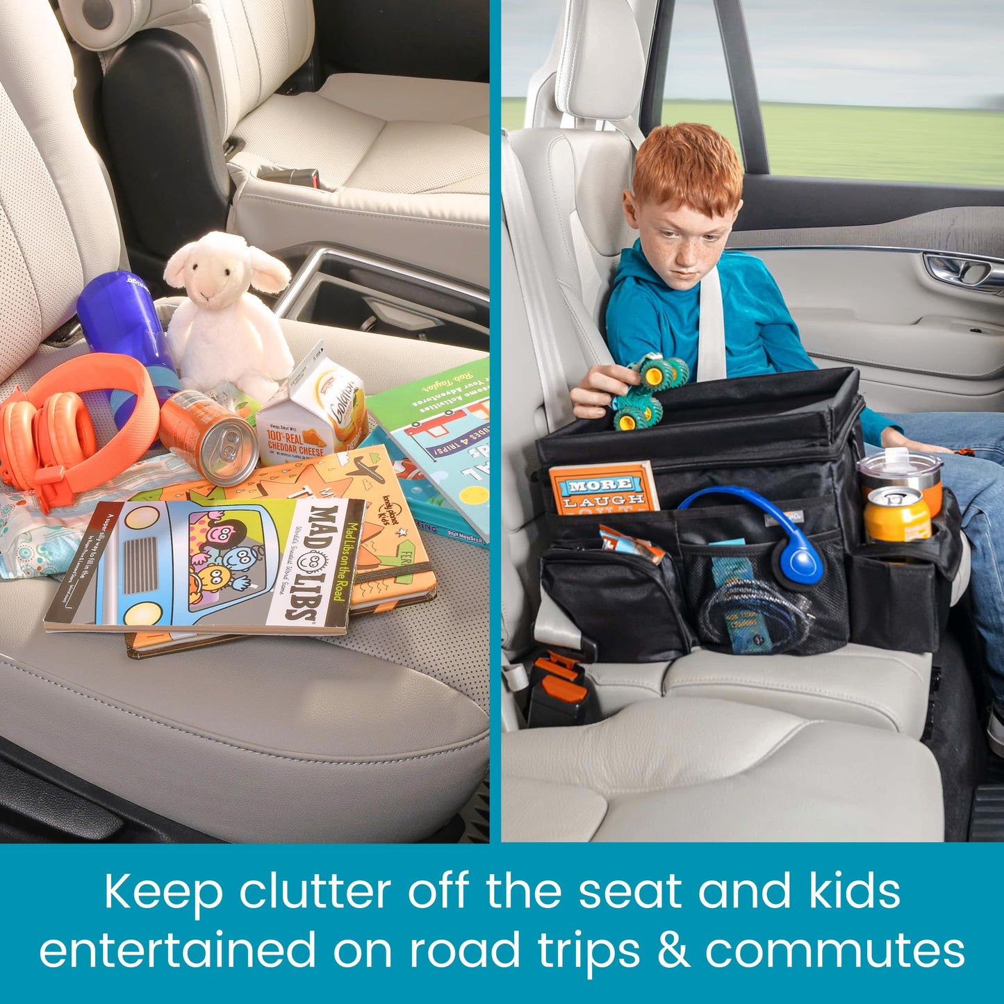 CarHop Car Organizer, Car Snack Organizer with Cup Holder, Tray and Cooler