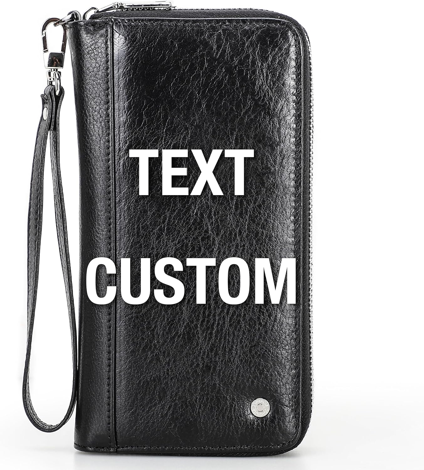 Top Grain Genuine Leather Text Customizable Clutch Wallet Purse for Man & Woman, Classic Vintage Design, Fully Handmade, Multiple Pockets & Slots, RFID Large Capacity for Daily/Business/Traveling/Gift