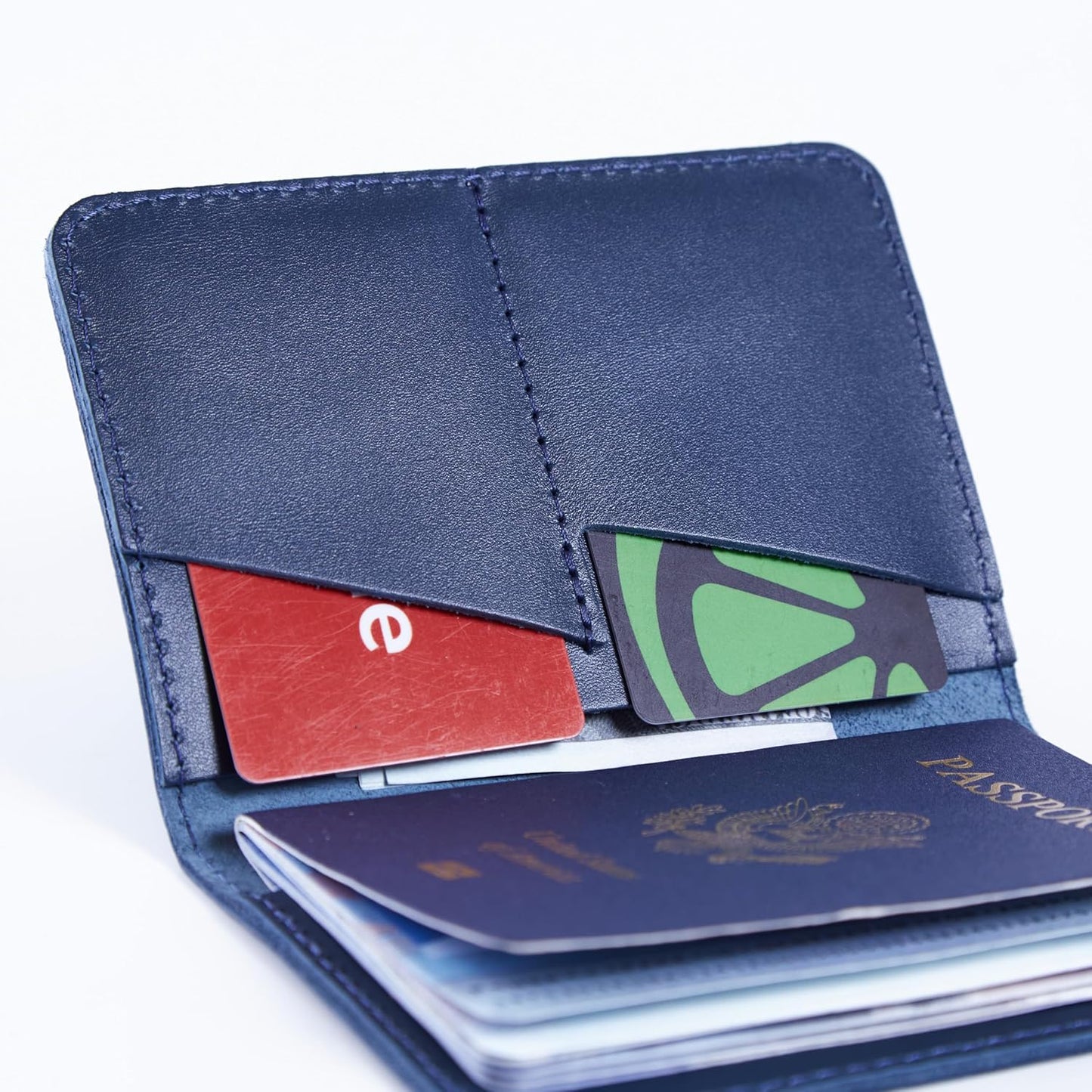 INCARNE US Passport Cover Clear - Travel Passport Wallet - Leather Passport Holder for Men Women Family with Card Slots & Note Compartmen - Sleeve Protector - Genuine Leather - Classic Blue