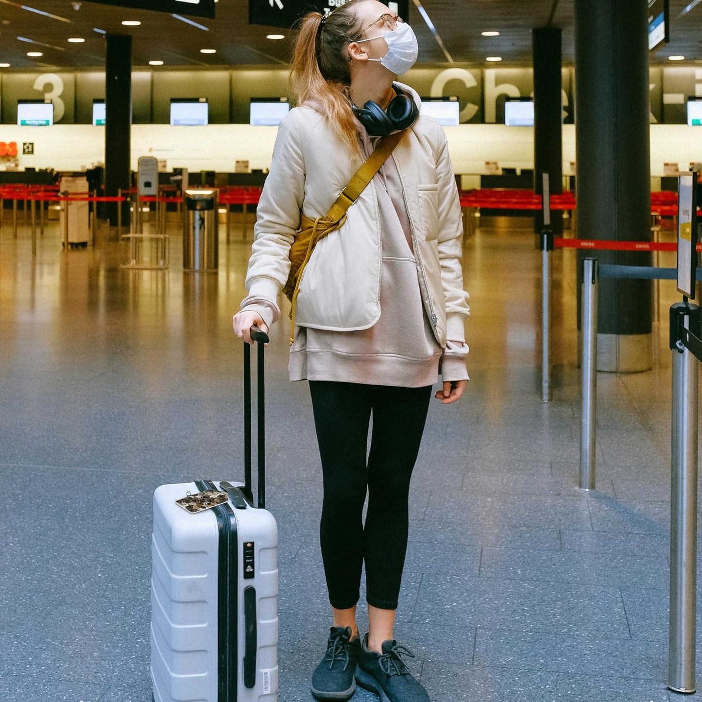 Gold Ink Hexagon Texture Luggage Tags 2PCS PU Leather Suitcases Tag with Stainless Steel Loop and