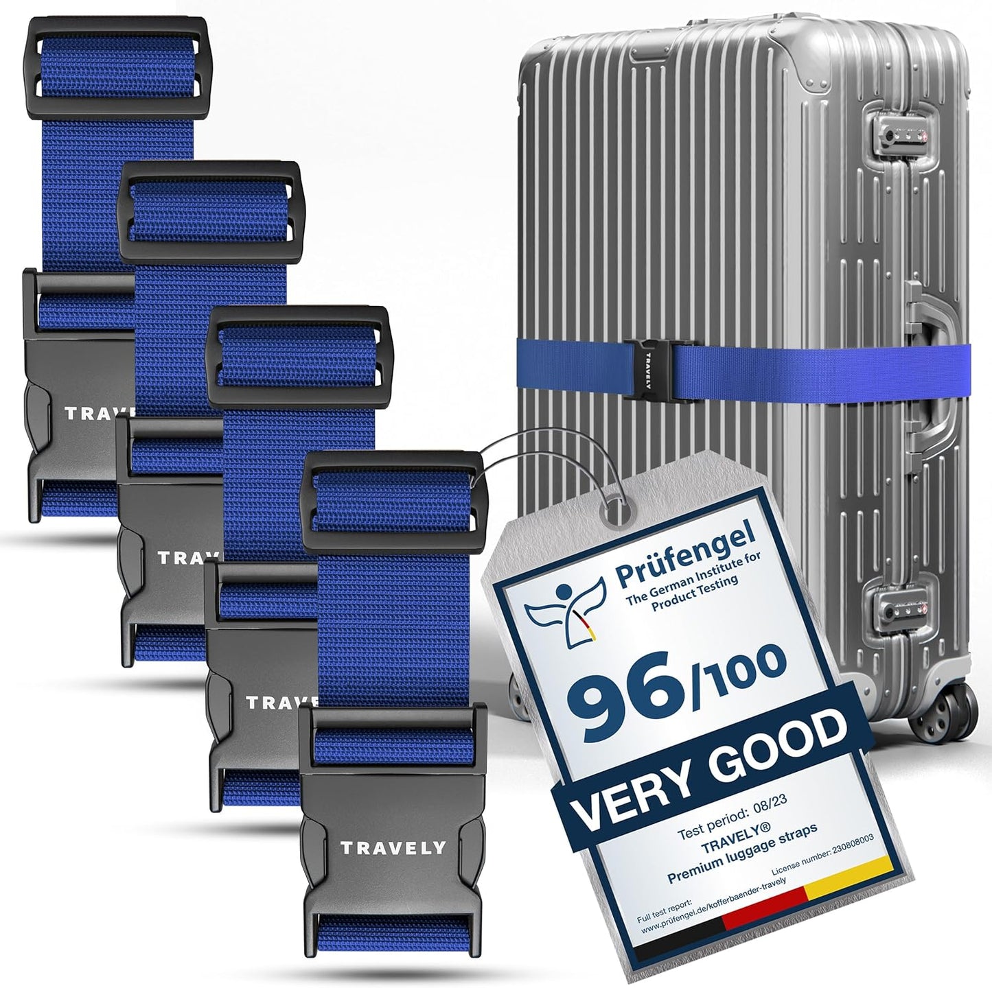 TRAVELY luggage straps - Particularly conspicuous & secure - Incl. 4 name tags - Luggage strap ideal crosswise - [set of 4]