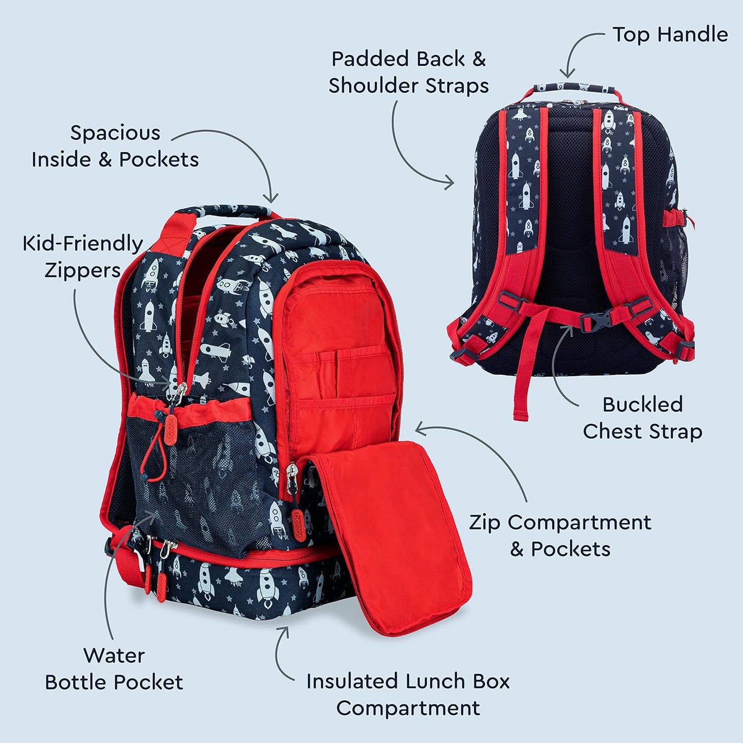 Bentgo Kids 2-in-1 Backpack & Insulated Lunch Bag - Durable 16” Backpack & Lunch Container in