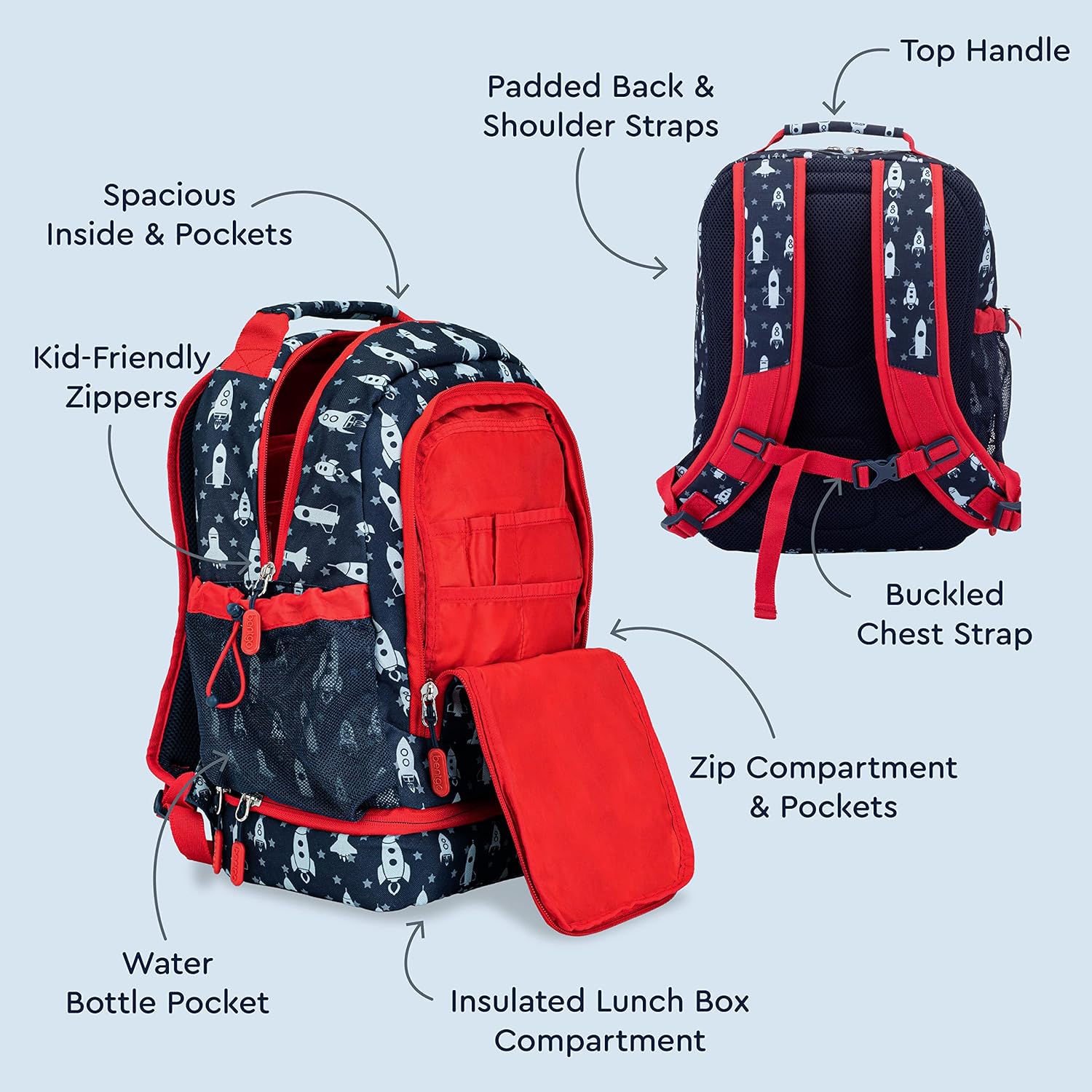 Bentgo Kids 2-in-1 Backpack & Insulated Lunch Bag - Durable 16” Backpack & Lunch Container in