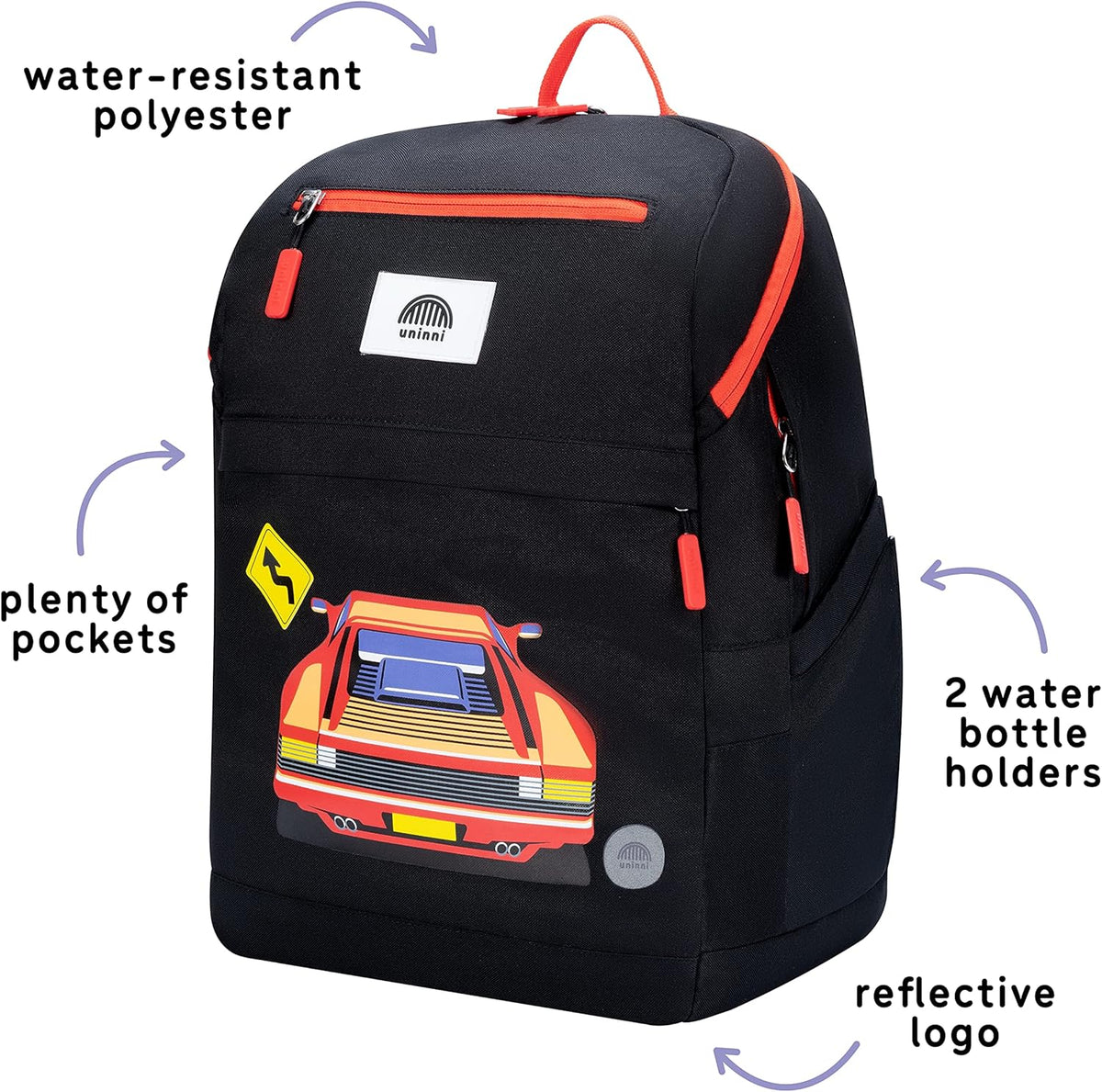 uninni 16" Kid's Backpack for Girls and Boys Age 6+ with Padded, and Adjustable Shoulder Straps.
