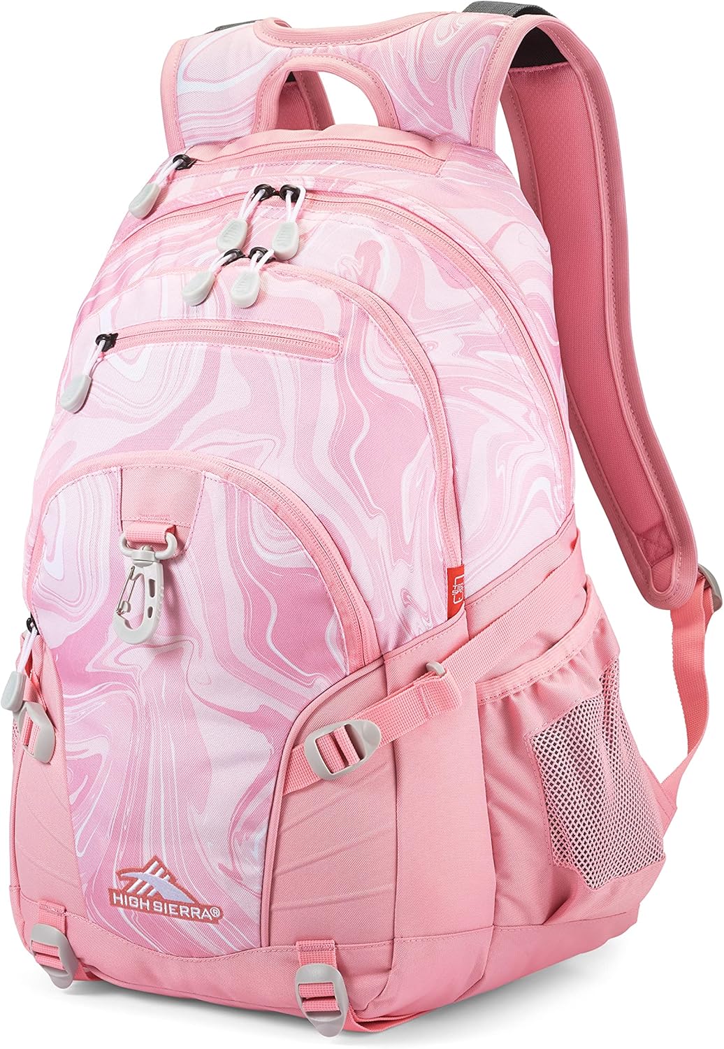 High Sierra Loop Backpack, Travel, or Work Bookbag with tablet sleeve, One Size, Pink Marble