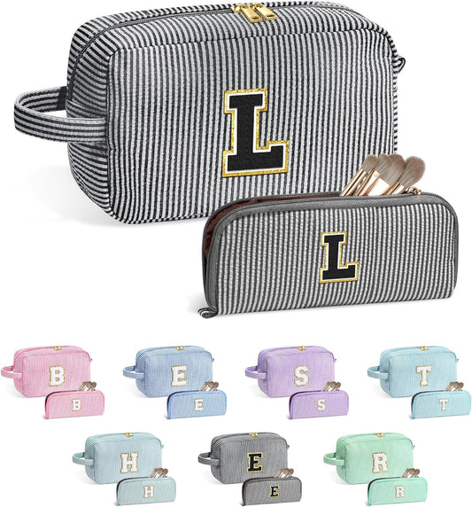 YOOLIFE Gifts for Teen Girls - Personalized Initial Makeup Bag, Birthday Gifts for Women Sister Friend Daughter Girls Kids