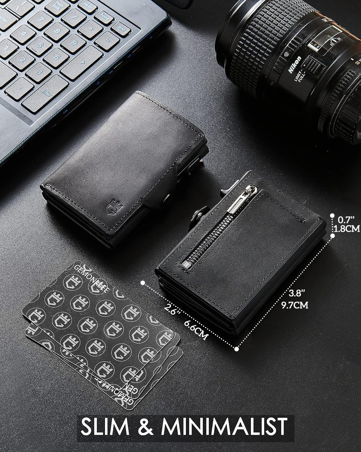 Wallet For Men Pop up Card Wallet RFID Blocking Slim Aluminum Metal Bank Card Holder Case with Business Money Pocket for Credit Cards Notes and Coins (Black)