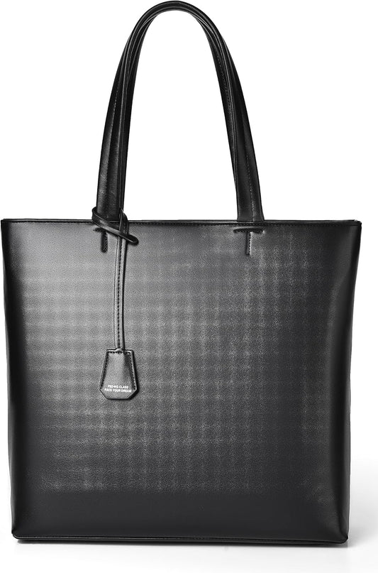 FSD.WG Men's Tote Bag,Business Bag, Leather Briefcase,Elegant Leather（PU）,Large Capacity,Black