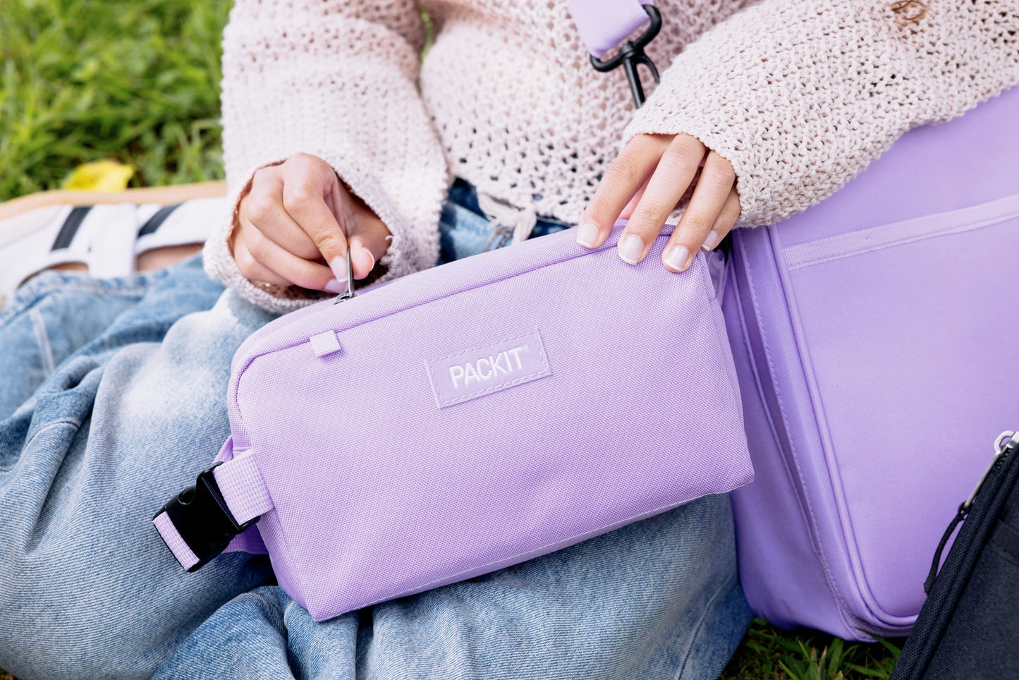 PackIt Freezable Small Insulated Snack Box, Lavender, with EcoFreeze Technology (Built-in Ice