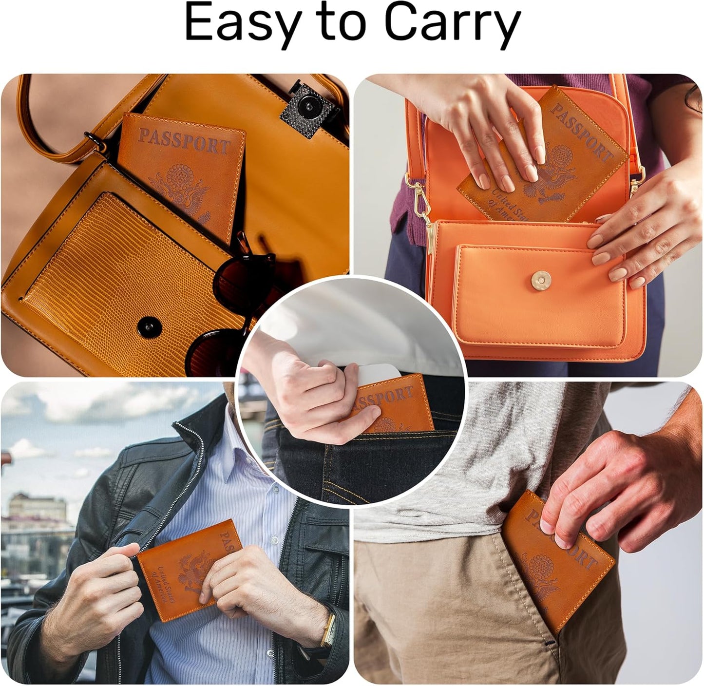 HIFA Leather Passport Holder, Handmade Passport Cover with Card and Ticket Slot - Genuine Leather