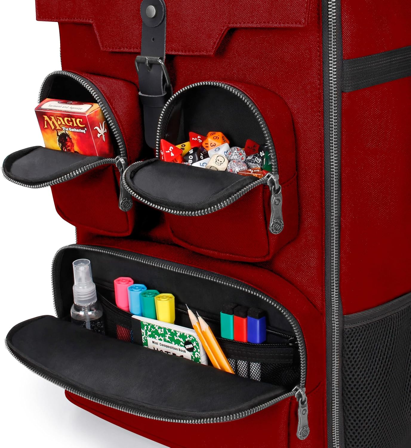 ENHANCE Collector's Edition Board Game Backpack - Reinforced Rigid Board Game Storage with Padded Shoulder Straps, Carrying Handle, and Accessories Pockets for Dice, Card Games, More (Dragon Red)