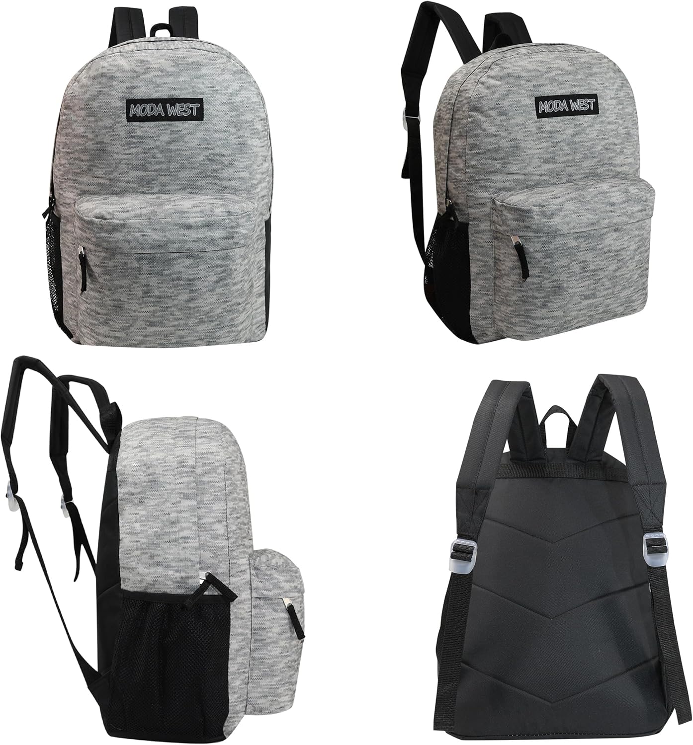 24-Pack 17" Classic Backpacks for Kids - Bookbags in Bulk for Elementary, Middle, and High School Students, 12 Assorted Colors