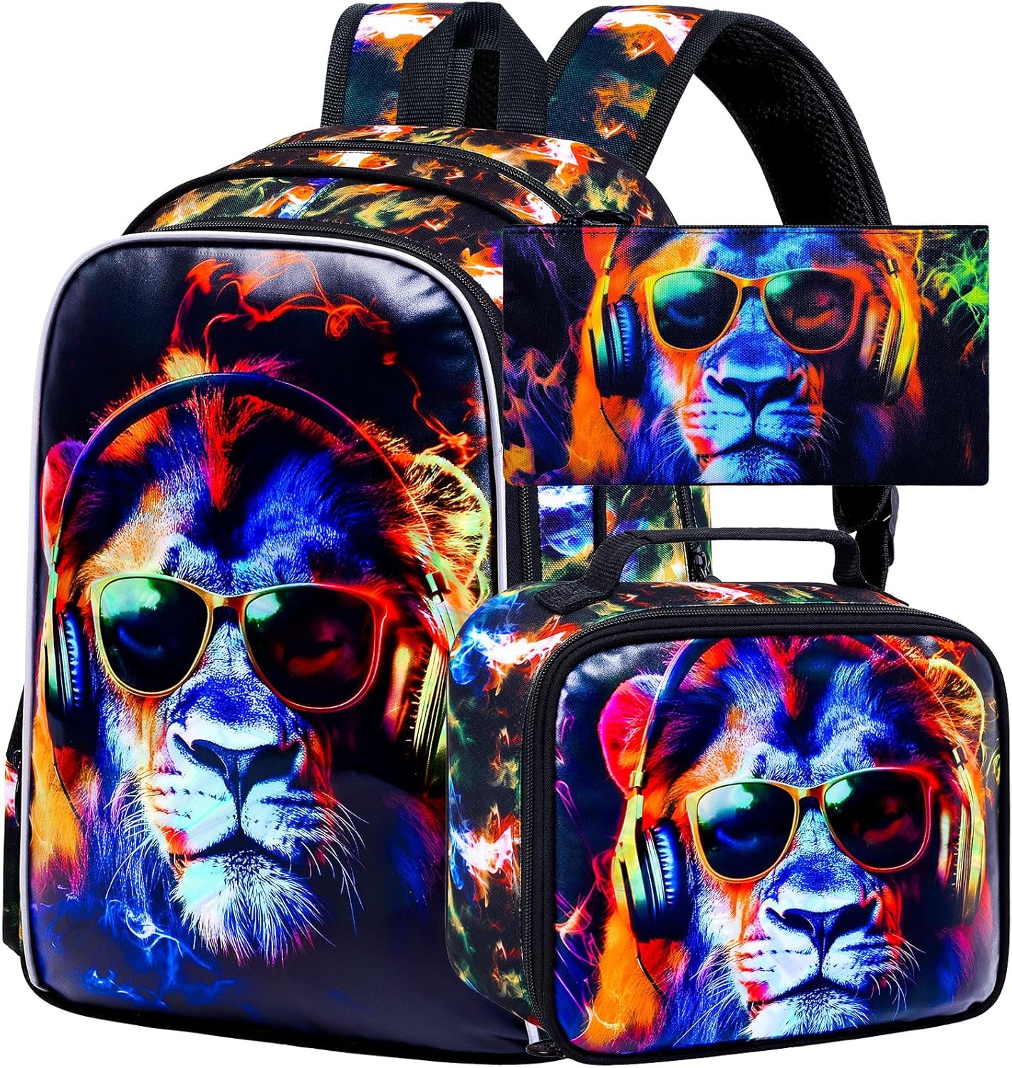 3Pcs Backpack for Boys, 17" Kids Bookbag with Lunch Box, School Backpacks for Elementary Preschool Kindergarten