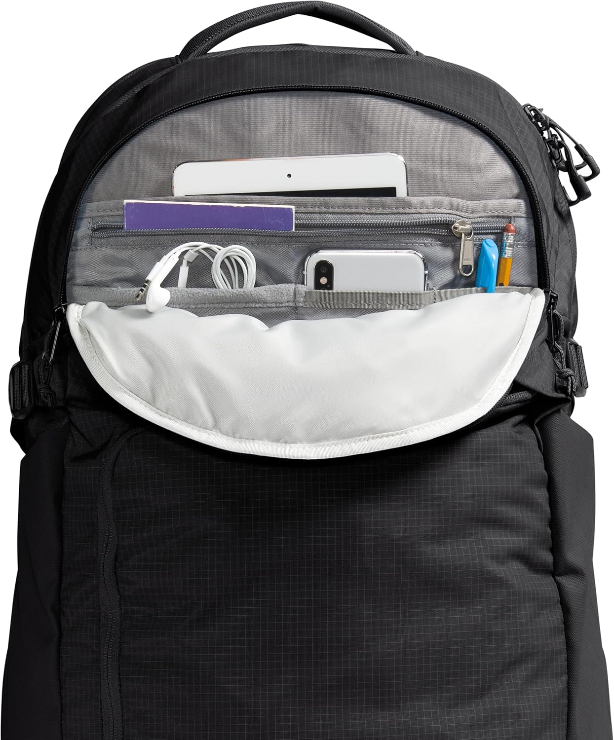 The North Face Router Everyday Laptop Backpack | Daypack with Water Repellent Finish, 17" Laptop Sleeve, Reflective Details, TNF Black/TNF Black-NPF, One Size
