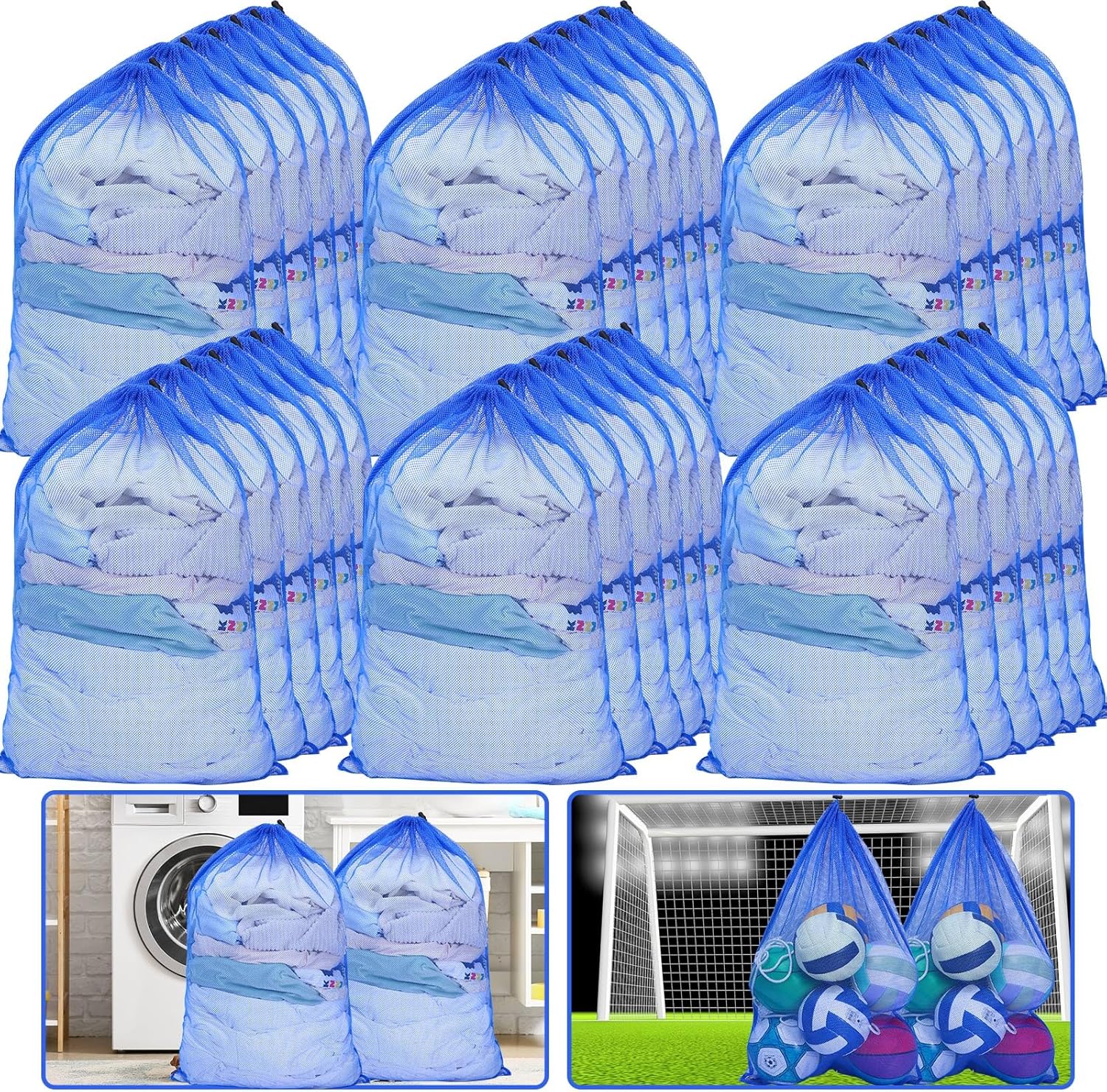 Berlune 30 Pack 24 x 36 Inches Large Mesh Bags for Laundry, Wash bags, Sturdy Mesh Material Closed