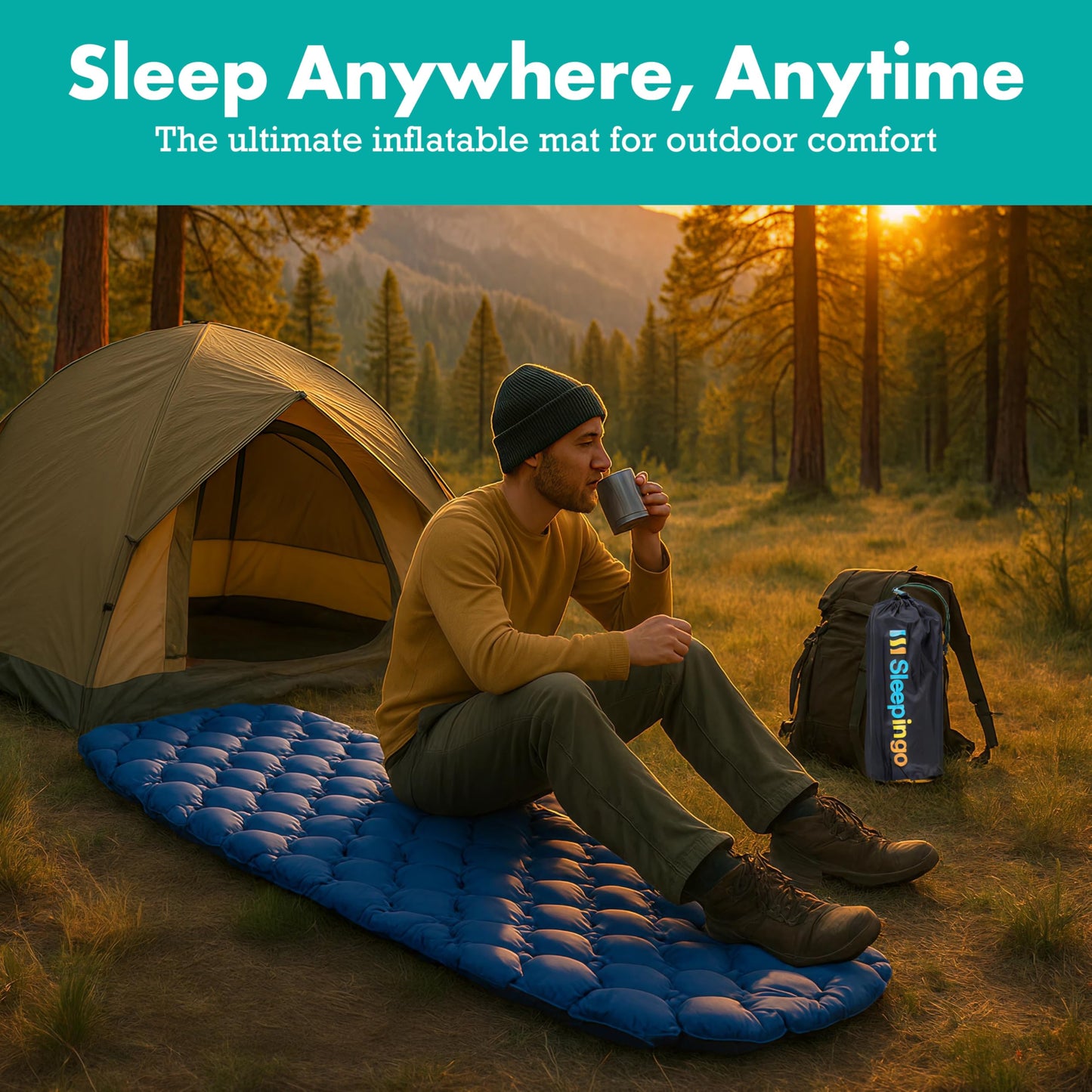 Sleepingo Inflatable Mat - Ultralight Sleeping Pad for Campings and Backpackings - Compact Air
