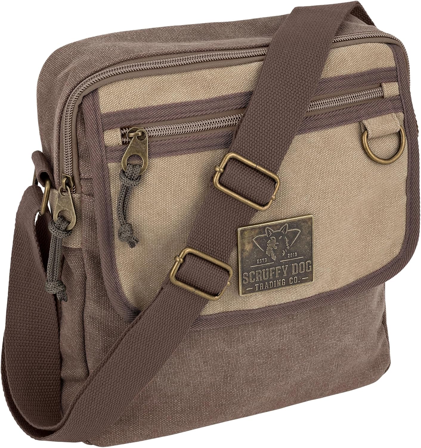 SCRUFFY DOG Crossbody Messenger Bag for Men and Women - Canvas Shoulder Bags with Adjustable Strap - Small - 11 inch