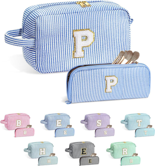YOOLIFE Gifts for Teen Girls - Personalized Initial Makeup Bag, Birthday Gifts for Women Sister Friend Daughter Girls Kids