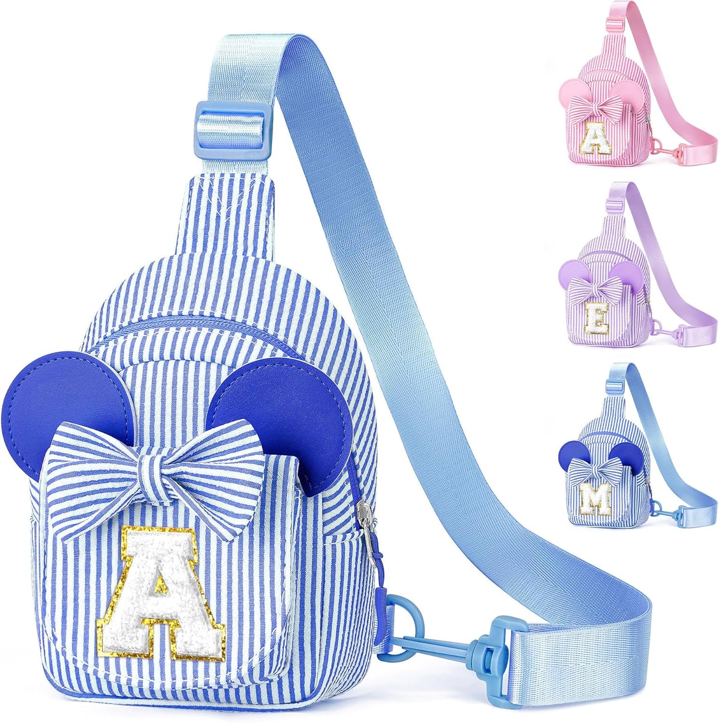 YOOLIFE Girls Kids Sling Bag, Initial Small Sling Bags for Girl, Birthday Gifts for one 2 3 4 5 6 7 8 9 Year Old Girls, Gifts for Kids Girl Daughter Sister Birthday Gift (Blue A)