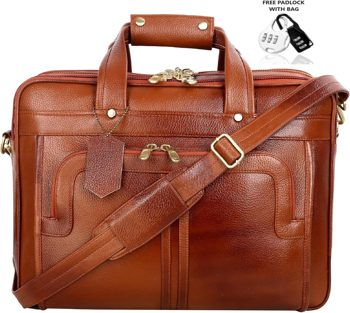 Full Grain Leather 16 Inch Briefcases Laptop Shoulder Bags for Men and Women Business Work Bag Leather Satchel Bag