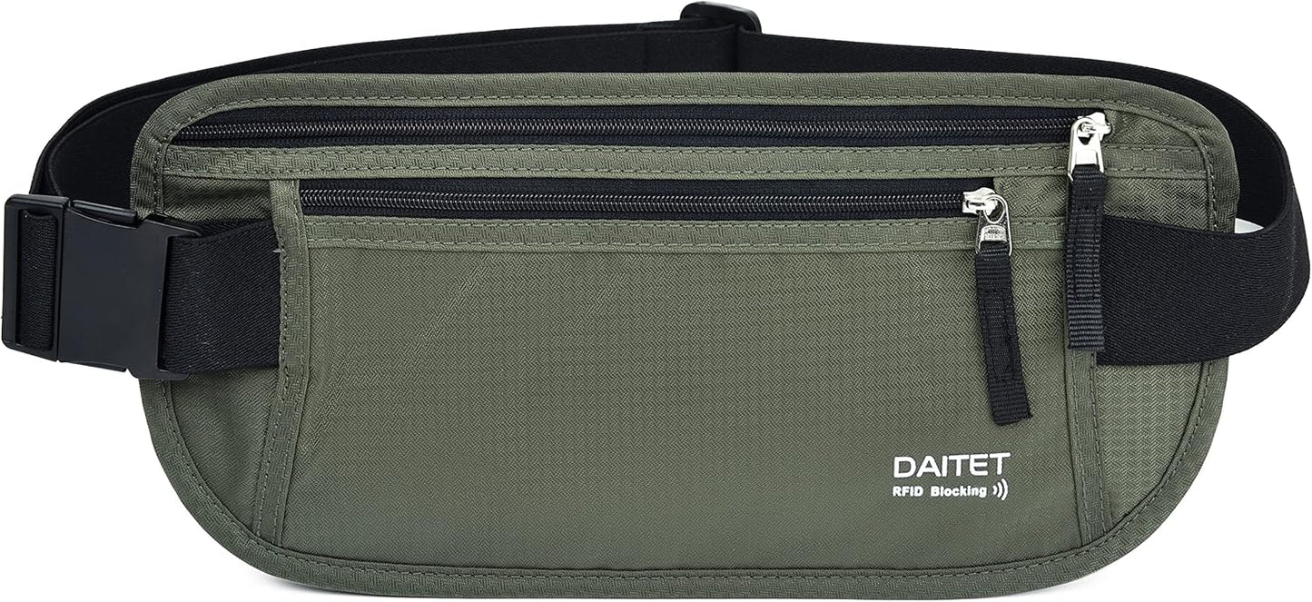 RFID Blocking Money Belt for Men Women, Slim Fanny Pack for Travel，Running,Conceal Waist Wallet for